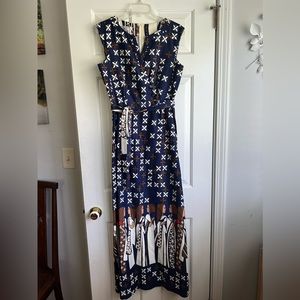 Vintage Malia Honolulu 1970s Figural Novelty Print Cotton Full Length Dress 12